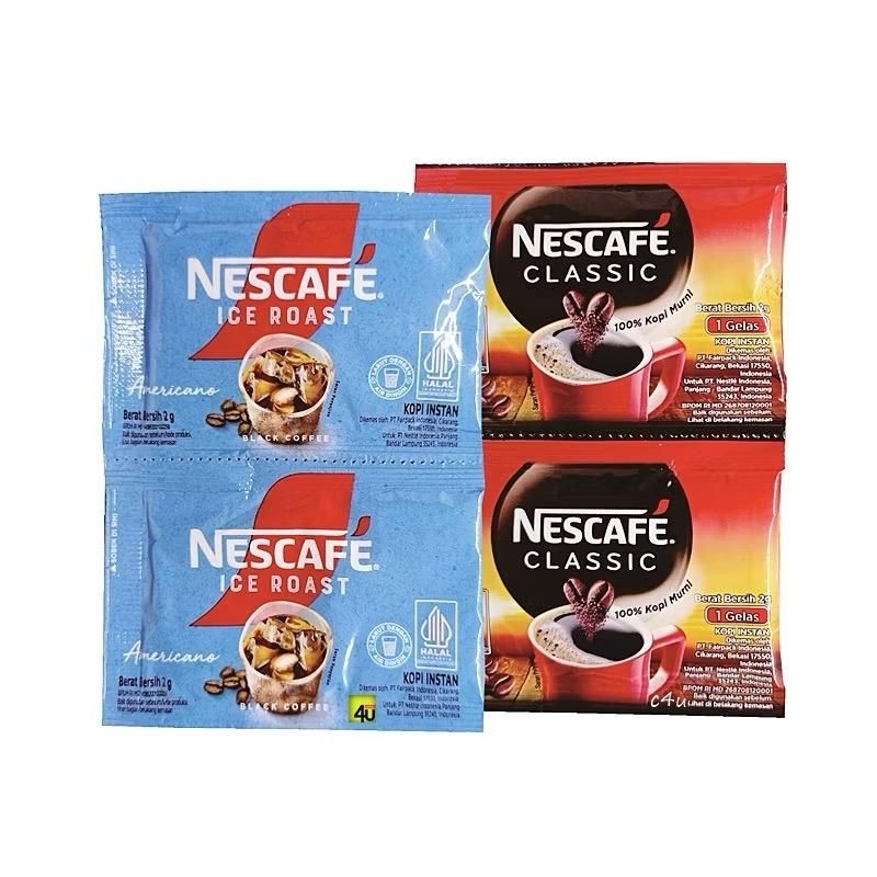 

NESTLE NESCAFE AMERICANO CLASSIC DAN ICE ROAST ( 1 RENTENG isi 10 Sachet x 2 Gram ) Cocok Untuk Diet