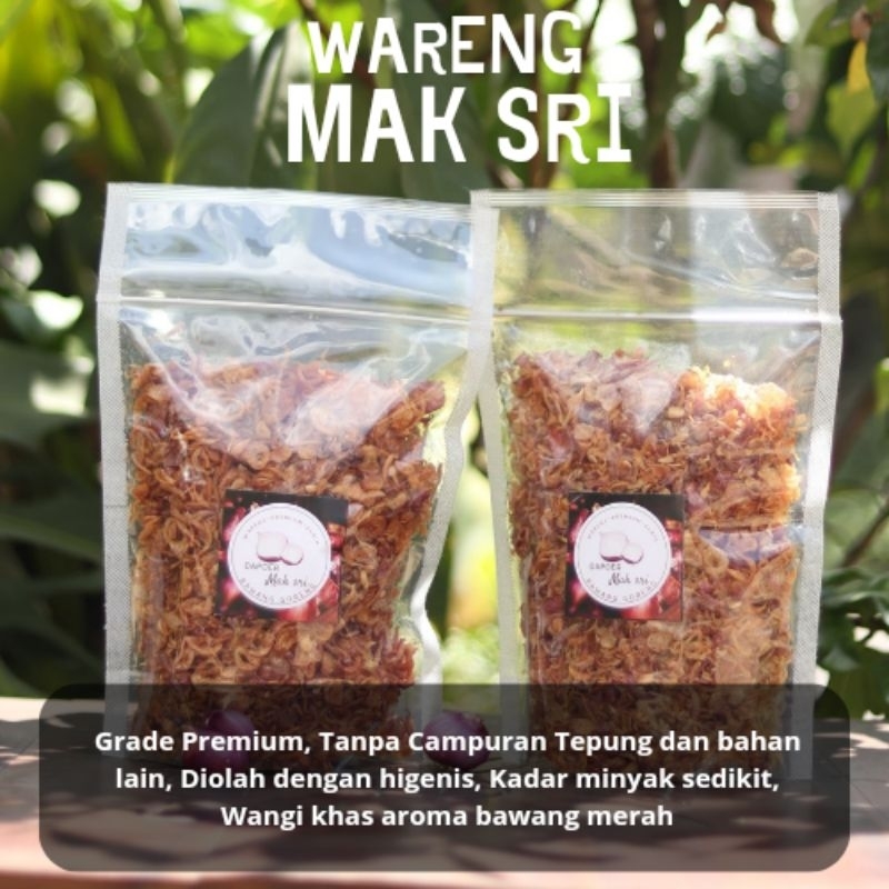 

BAWANG GORENG PREMIUM KRIUK MAK SRI 100 GRAM TANPA CAMPURAN 100% ORIGINAL