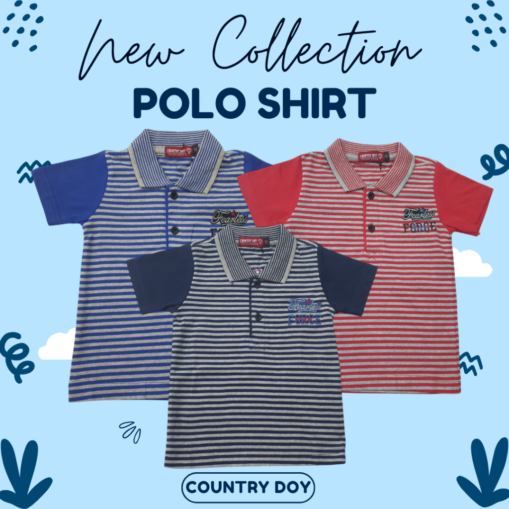 CountryDoy---Striped Polo Shirt Boys Kaos Polo Salur garis garis Kaos Kerah Katun sehari hari untuk 