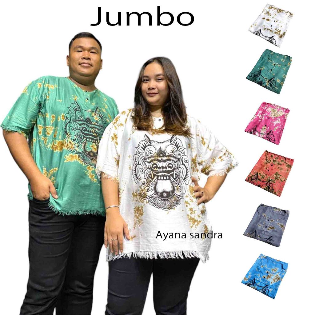 Baju barong bali jumbo pria dan wanita - kaos bali jumbo - baju pantai jumbo - katun