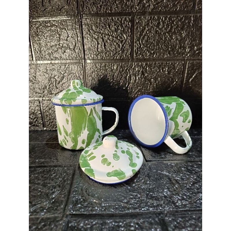 MUG ENAMEL Tutup BLIRIK UKURAN 8CM / GELAS JADUL BLIRIK