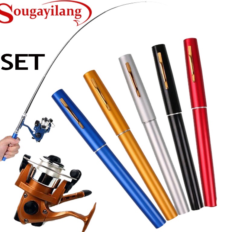 Murah Surprise Sougayilang Set Pancingan Pulpen Aluminium Alloy Pocket Pen Shape Joran Udang Pancing