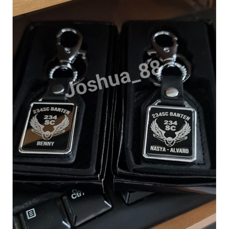 Gantungan Kunci/Ganci Petak Custom Ukir Logo 234sc Bisa Ukir Nama Logo Sendiri