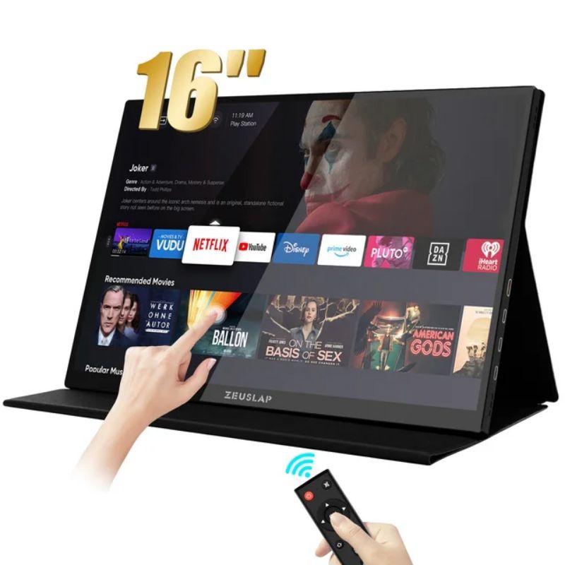 ZEUSLAP Z16TV 16" Portable Monitor IPTV 100% sRGB IPS Gaming Touch Screen Monitor with TV Function