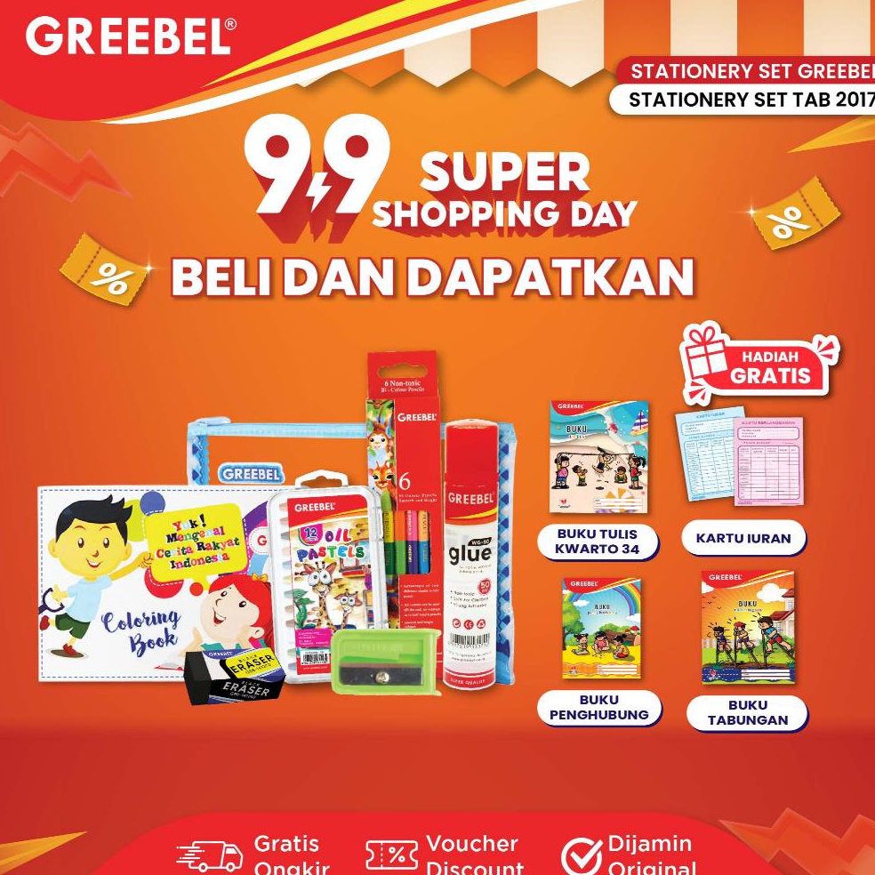 

Diskon Terkini GREEBEL Paket Alat Tulis TAB 217 Stationary Stationery Set Alat Tulis Sekolah Alat mewarnai Anak