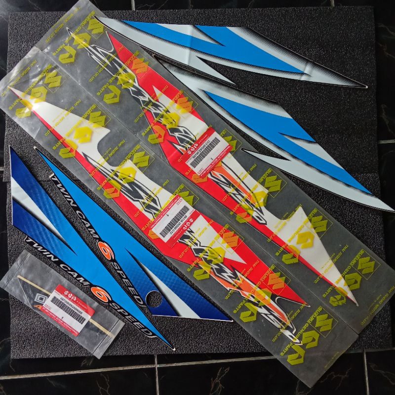 STRIPING FULLSET BODY BELAKANG SATRIA FU150 CBU BIRU HITAM ORIGINAL SGP