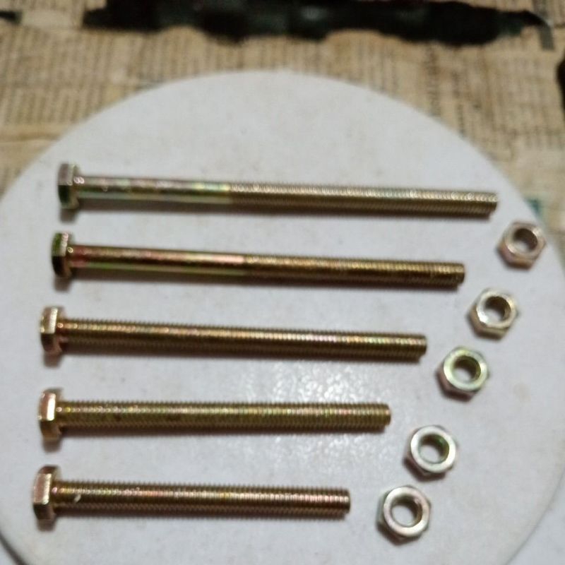 baut mur/mur baut kuning M6x60~100  (6cm~10cm)baut 10/baut kunci 10 kuning