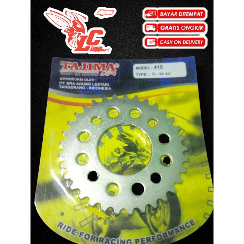 Gear gir belakang 415 33T GL Pro Megapro Verza cb150r CBR Sonic 150 original Tajima type sss