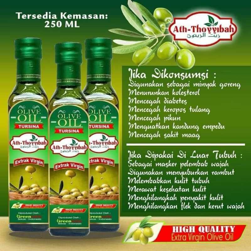 

Zaitun Ath-thoyyibah 250 ml kemasan kaca virgin olive oil