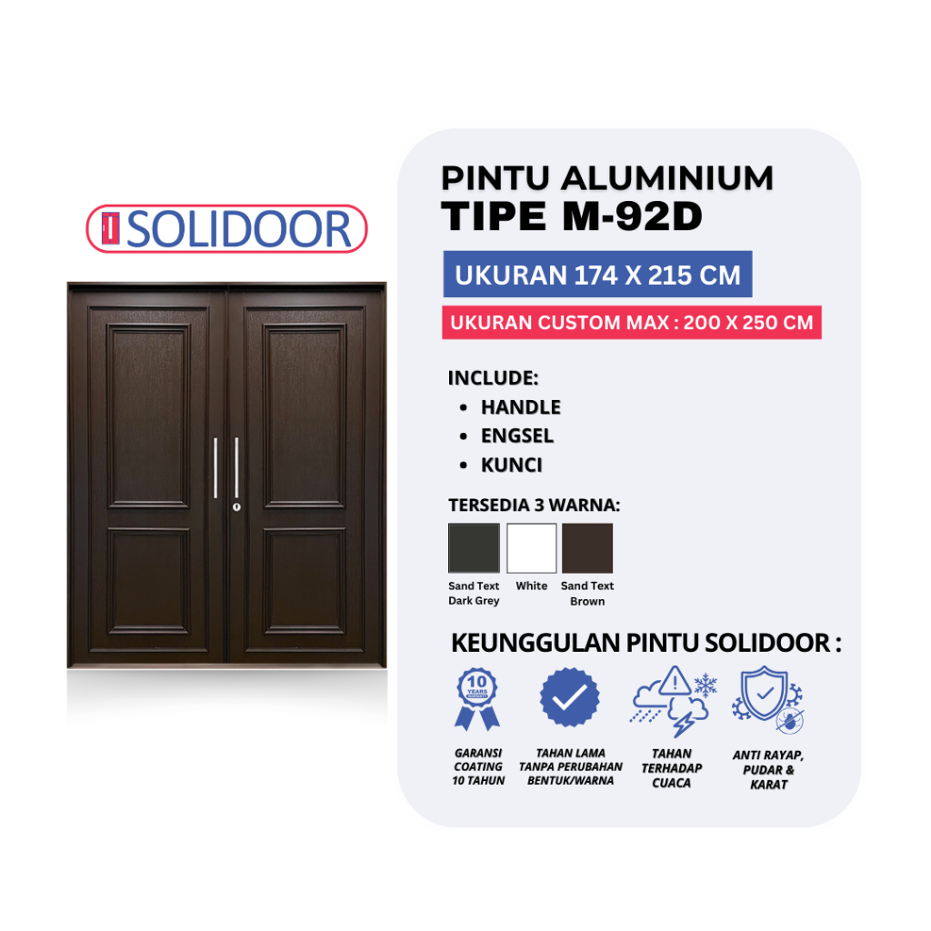 Pintu Double Aluminium Solidoor M-92D/Pintu Tarung