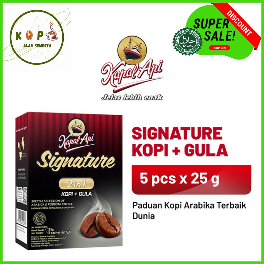 

Kapal Api Signature 2In1 Kopi + Gula 5 Sachet x 25gr