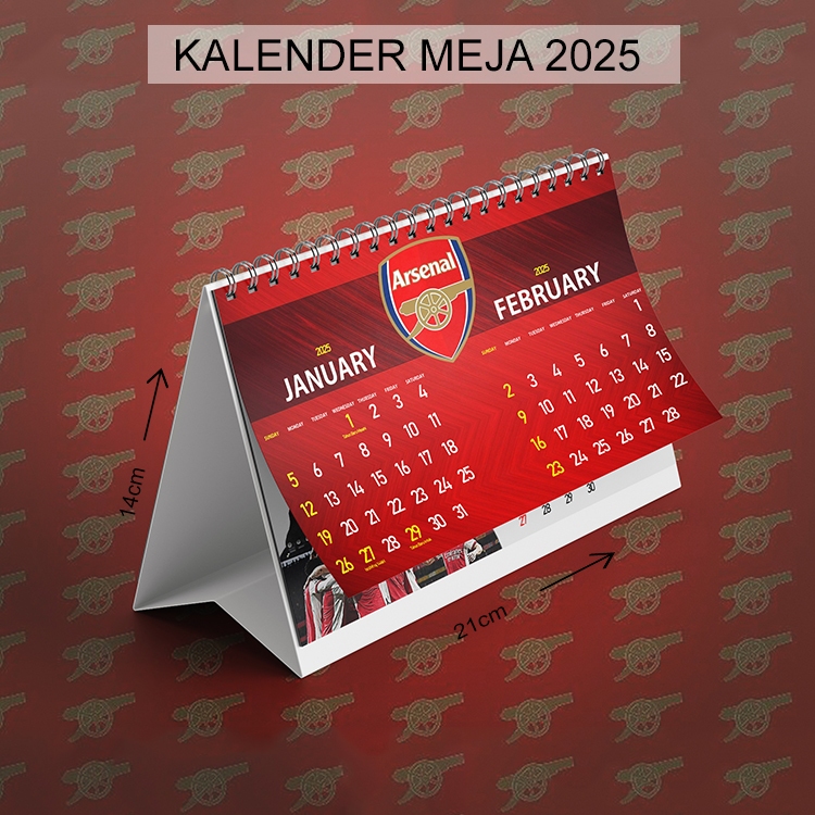 

Kalender 2025 Lengkap Kalender Meja Ukuran Kecil Motif Club Bola Arsenal #12