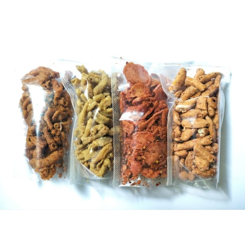 

camilan usus goreng ORI & pedas Duan jeruk kemasan pack