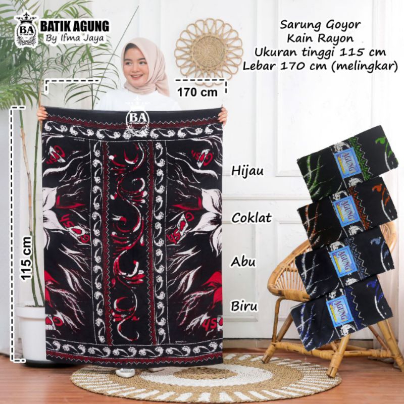 RacunSarung Sarung Batik Motif Ghos Mawar Sarung Wanita Sarung Premium Sarung Santriwati Goyor Print