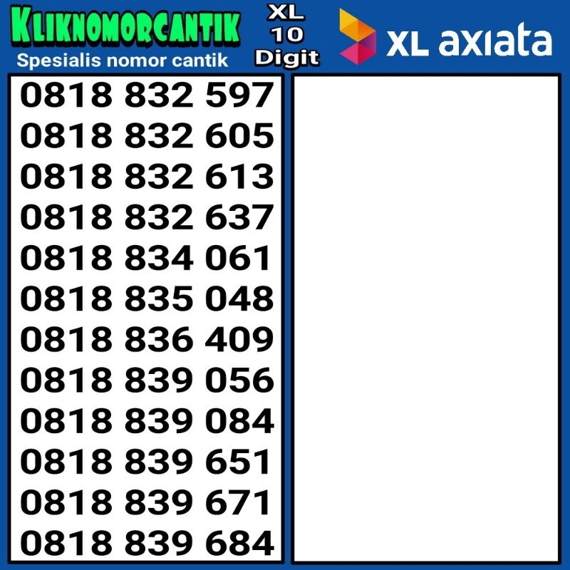 Nomor Cantik XL 10 digit Kartu perdana XL Axiata 10 digit.1