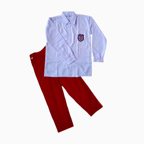 SETELAN SERAGAM SEKOLAH CELANA MERAH PANJANG SD ANAK LAKI-LAKI HARGA RAMAH KANTONG