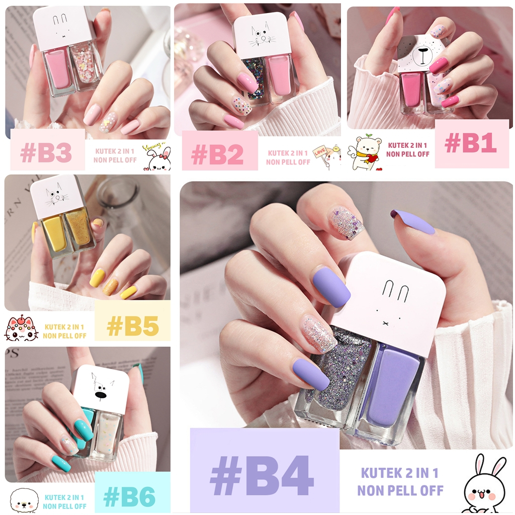 2IN1 NAIL POLISH CAT KUKU NON PEEL OFF / NAIL POLISH / KUTEK TAHAN LAMA kutek kutek merah maroon tah