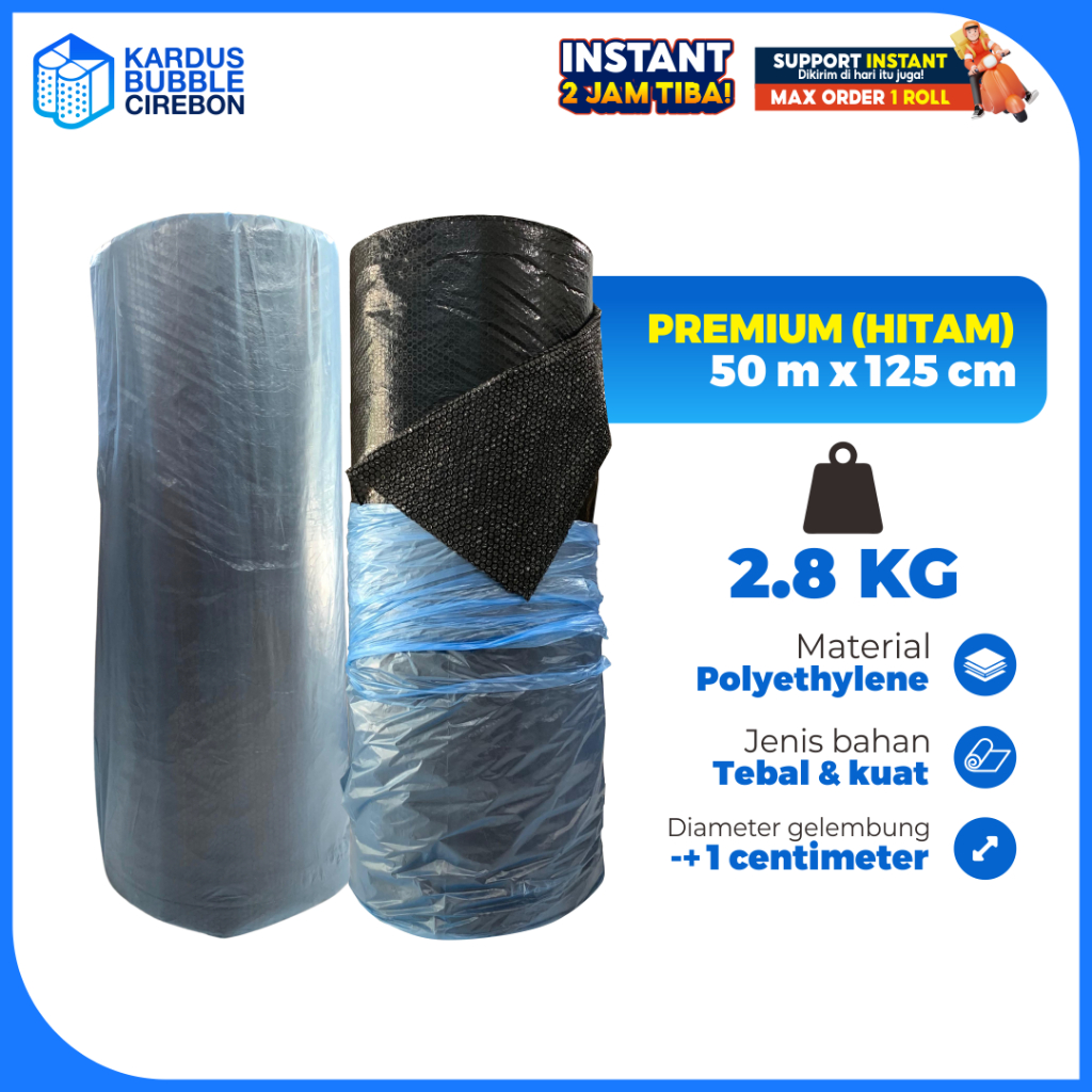 

BUBBLE WRAP HITAM ROLL KHUSUS DAERAH CIREBON / BUBBLE WRAP CIREBON 50M X 125CM