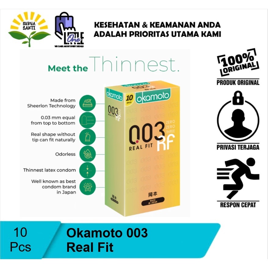 Okamoto Kondom 003 Real Fit - 10 Pcs