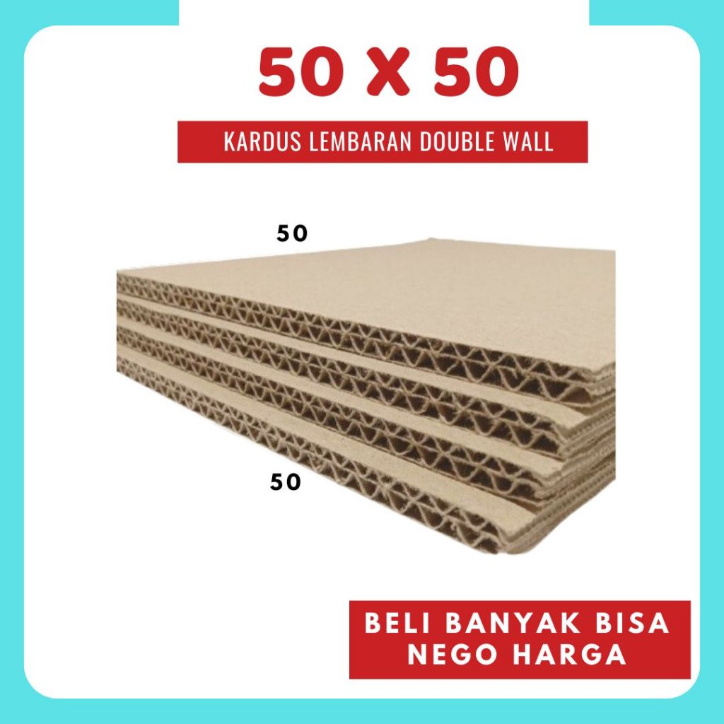

Sheet 50x50 / 50x40 / 50x30 / 50x20 / 50x10 Lembaran Bahan Polos Double Wall Kardus Coklat Karton Packing
