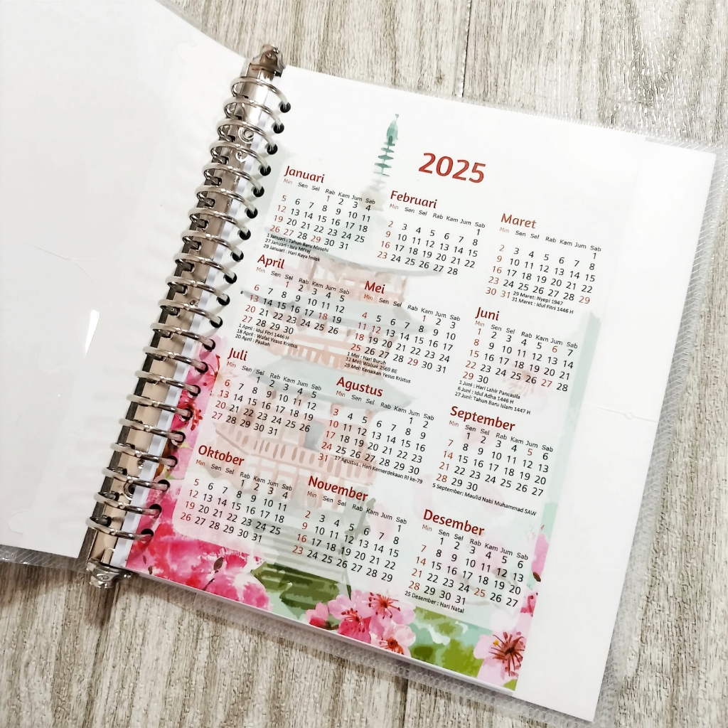 

Kalender Loose leaf 2025 isi binder Monthly Planner