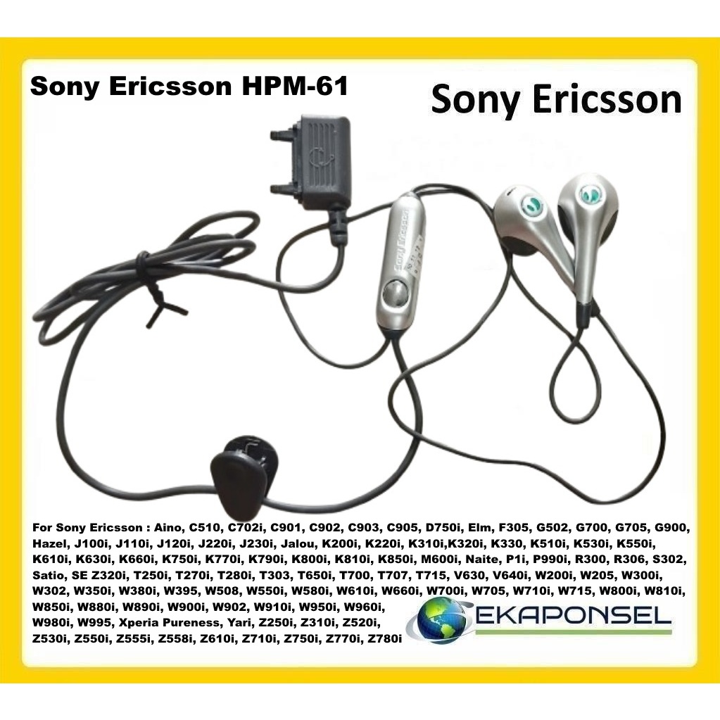 Headset Earphone Handsfree Sony Ericsson HPM-61 Stereo Handsfree