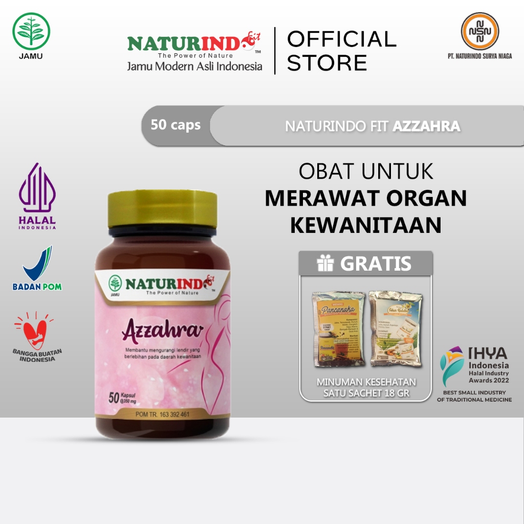 NATURINDO FIT AZZAHRA - Perawat Organ Kewanitaan (Pelancar Haid Tidak Teratur Nyeri Keputihan Bau)