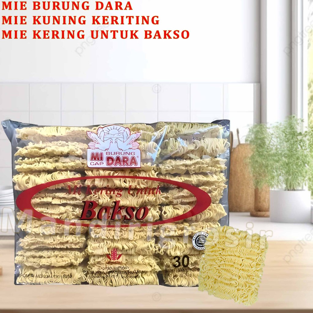 

Mie Kering Bakso * Mie Burung Cap Dara * Mie Kuning Keriting * 900gr