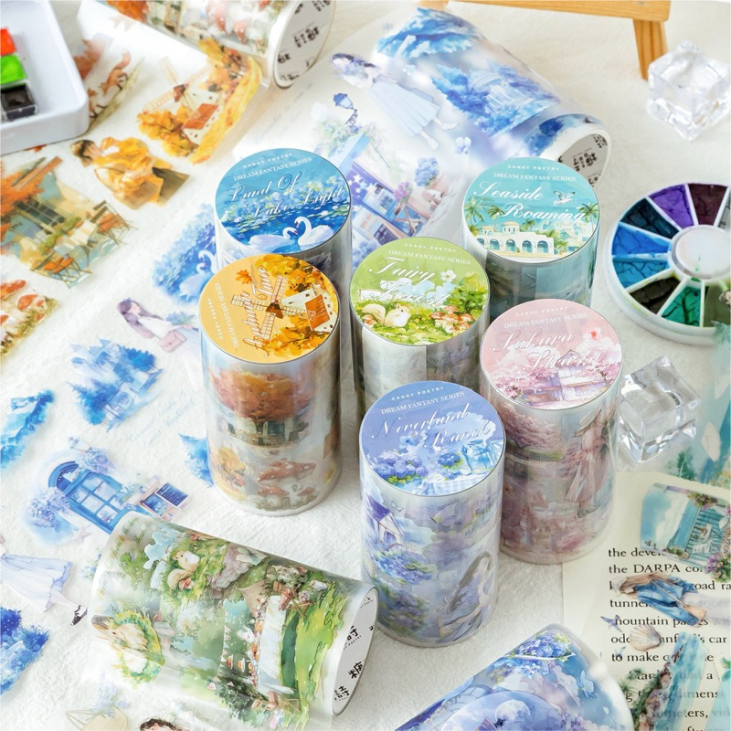 

(9B) washi tape selotip transparan wanita pemandangan alam autumn spring woman scenery couple