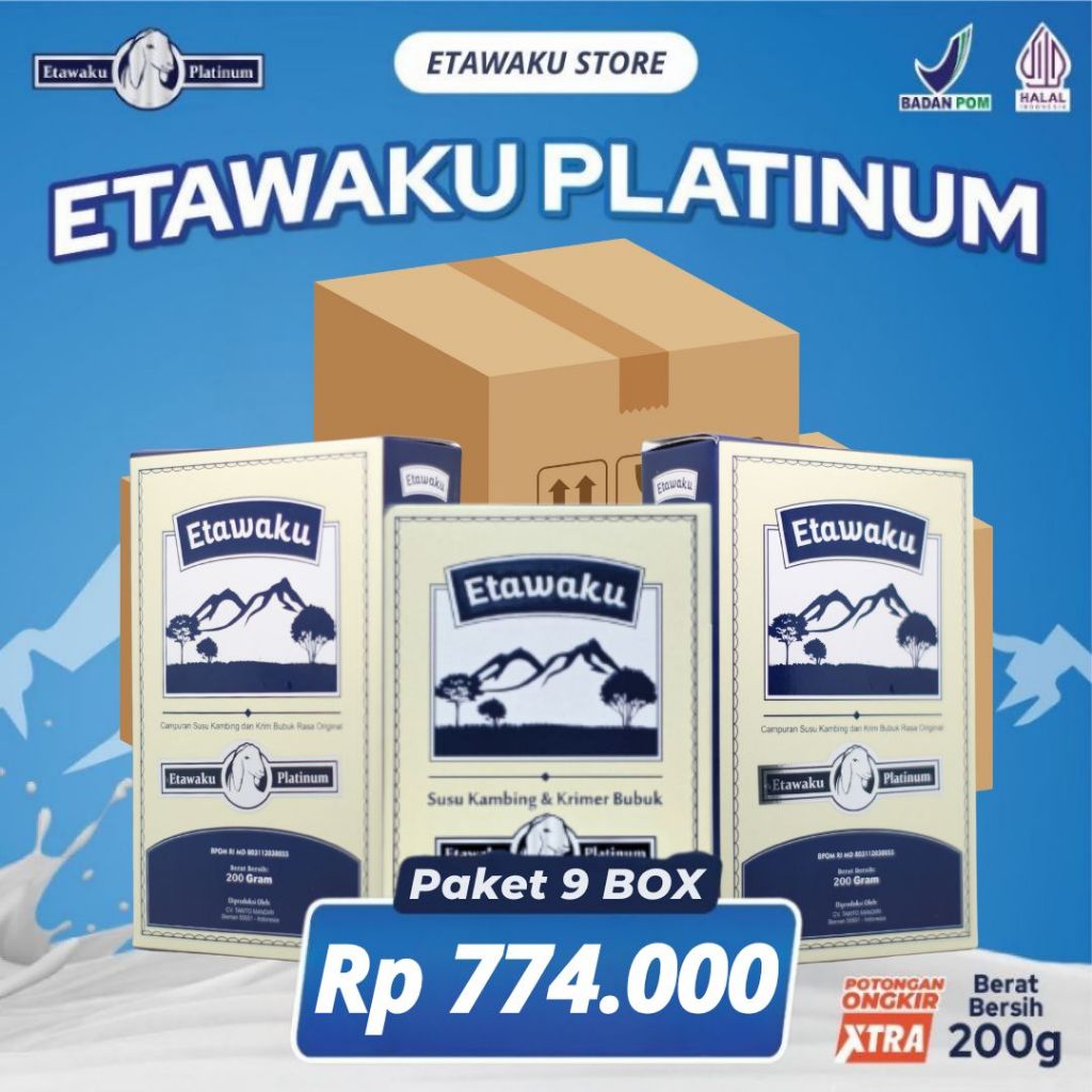 

Etawaku Platinum Susu Kambing Murni Atasi Nyeri Sendi & Tulang Original 9 Box