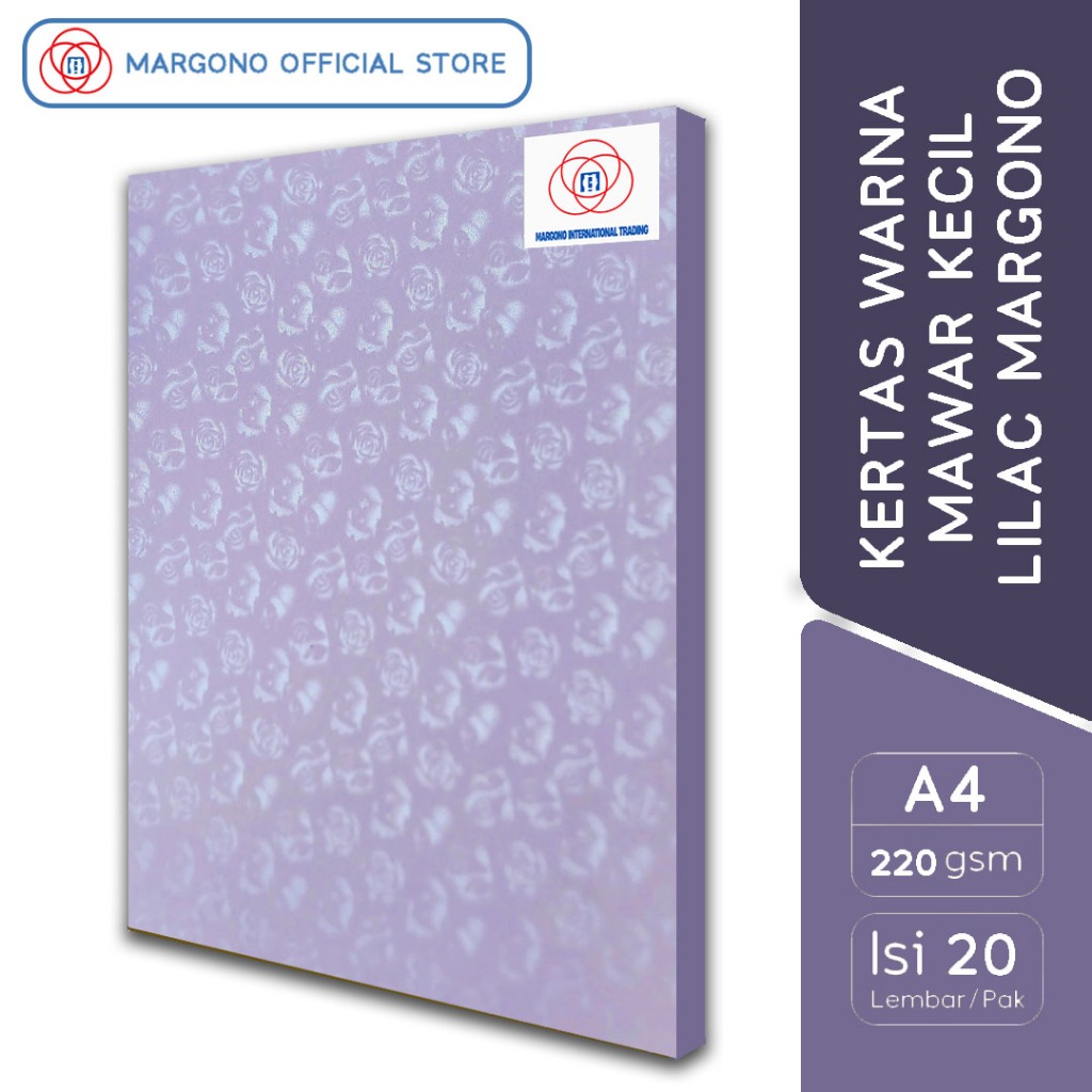 

Margono Kertas Warna A4 Mawar Kecil Lilac 220 gsm - 20 Lembar