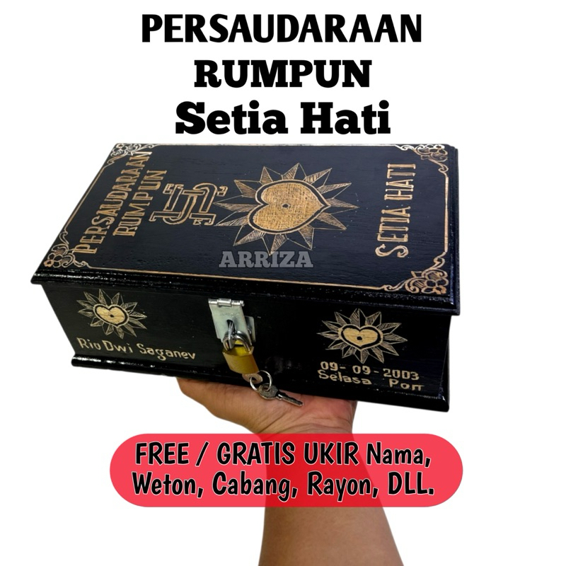 Kotak Mori Prsh Persaudaraan Rumpun Setia Hati Dari Kayu Jati Motif Ukir Logo Prsh / Tempat Penyimpa