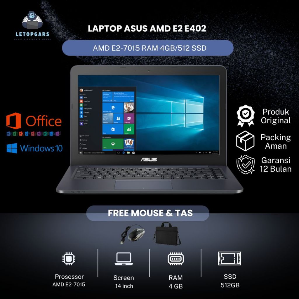 LAPTOP ASUS AMD E2 E402 RAM 4GB/512 SSD