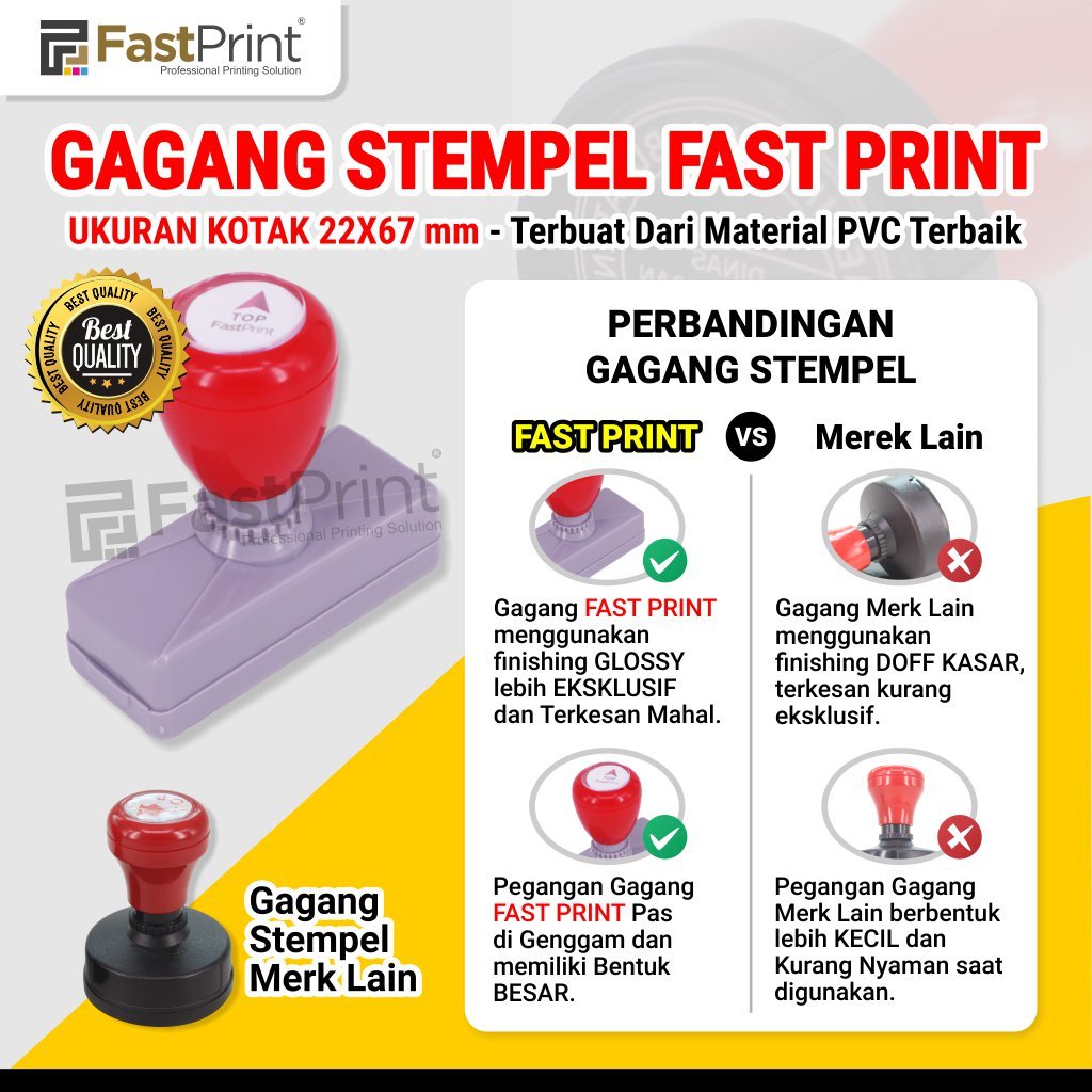 

Gagang Stempel Flash Kilat Warna Ukuran Kotak 22x67 MM