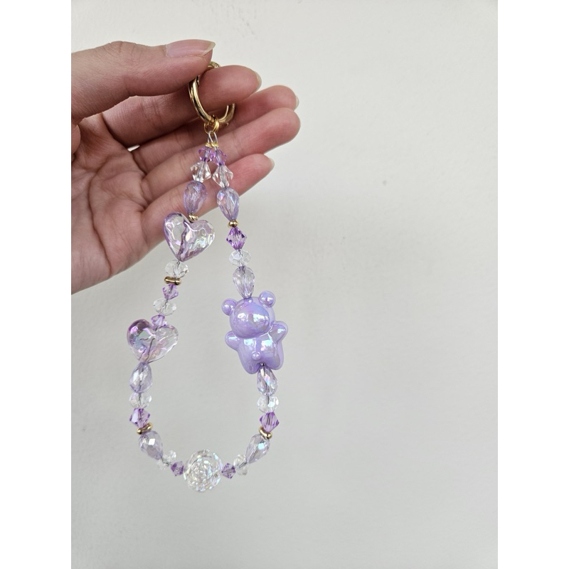 Purple Bear Charm/ Phone charm/ Bag Charm/ Bottle charm