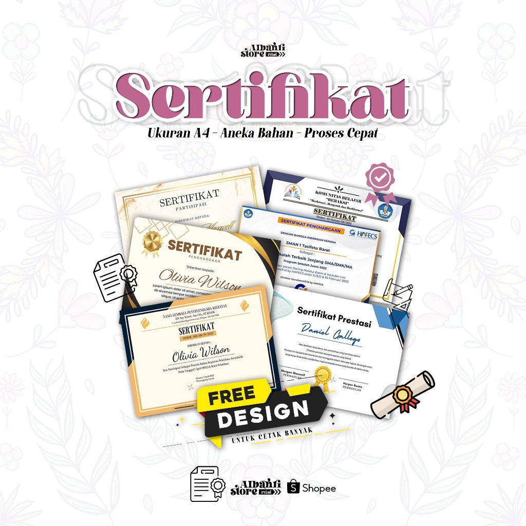 

CETAK SERTIFIKAT A4 SEMUA BAHAN BAGUS MURAH CEPAT