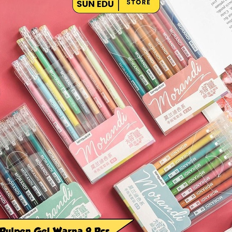 

Super 9 PCS Gel pen set colors Colorful pulpen warna cute morandi