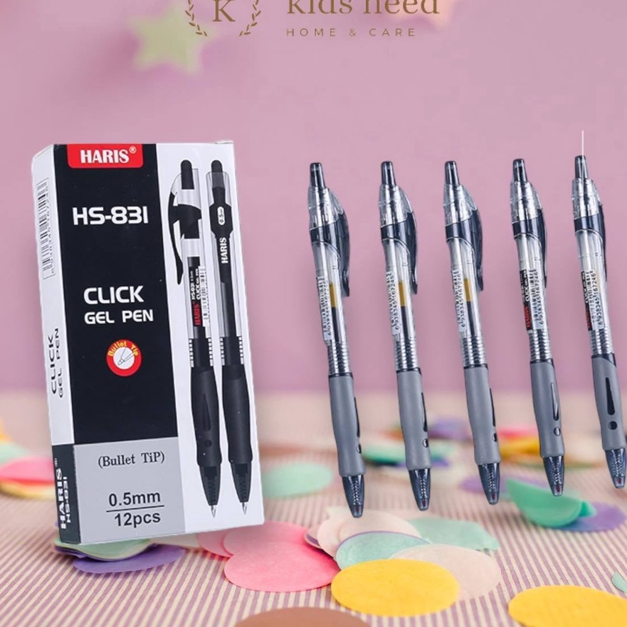 

HJ6 12pcs Pulpen Gel Cetek Q Gel Pen Clik 5 mm Pena Joyko Kantor