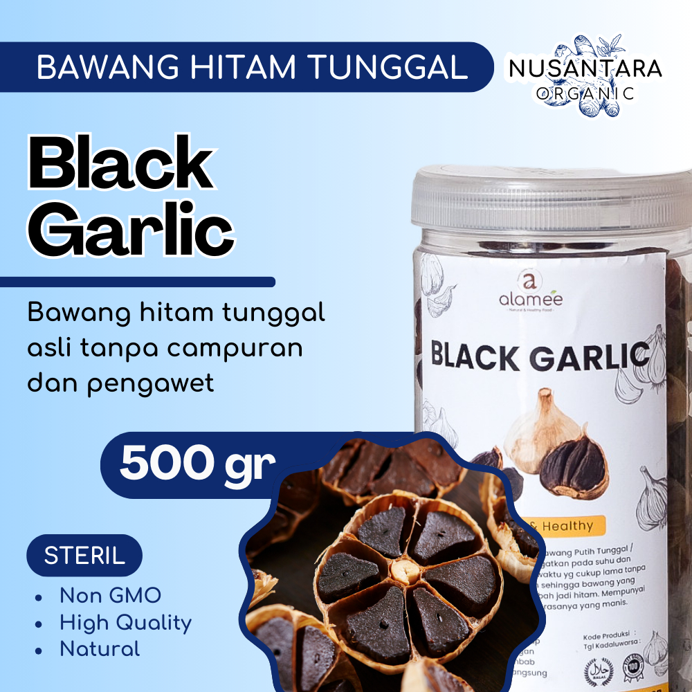 

ALAMEE Bawang Hitam Tunggal Black Garlic Lanang Herbal Premium Alami Natural 500gr
