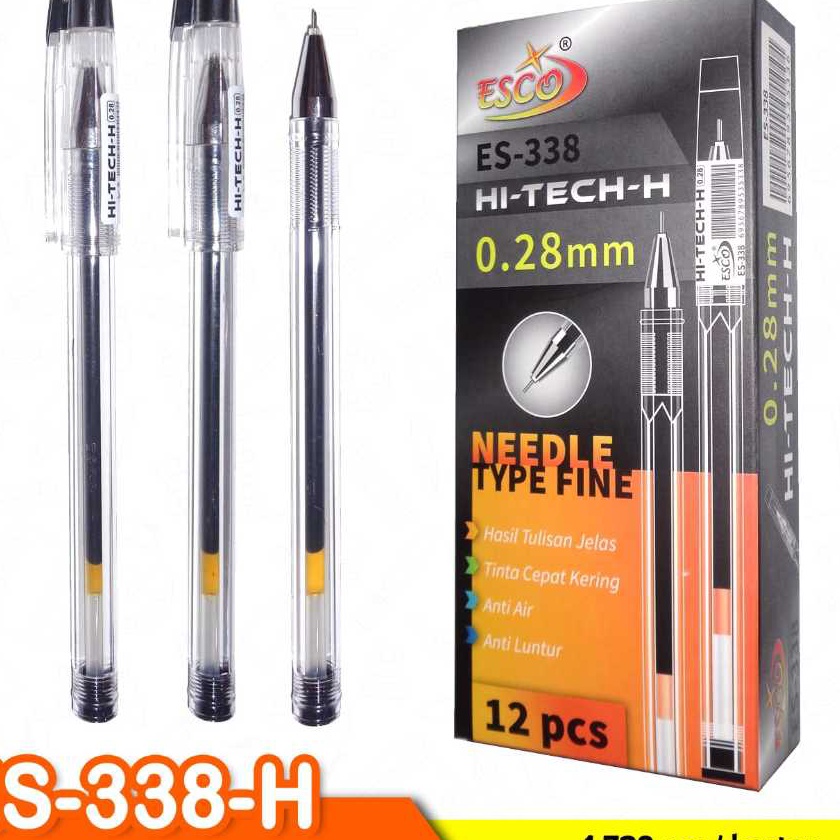 

KF7 1 Pak 12 Pen hi Tech 28mm Pen gel Hitech Esco Hitam Pulpen Bisa Cod