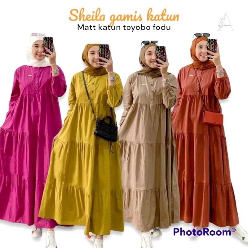 100RB 3PCS SHEILA DRESS KANCING SUSUN 3 PREMIUM GAMIS WANITA TERBARU