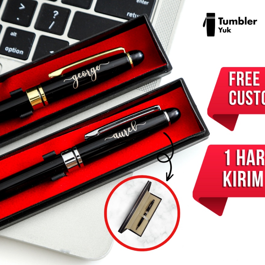 

Potongan Pulpen Estetik Pen Bolpoin Custom Nama dan Logo Box untuk souvenir kado hadiah