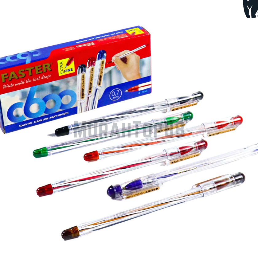 

Price Pulpen Pen Faster C6 Ballpoint Bolpen Hitam Biru Merah 1 BOX isi 12 PC