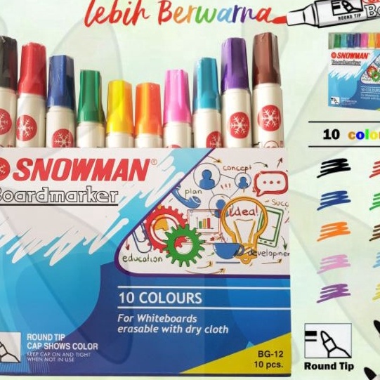 

KP8 Spidol Whiteboard Snowman 1 Warna Spidol White Board Papan Tulis Snowman SET BG 12