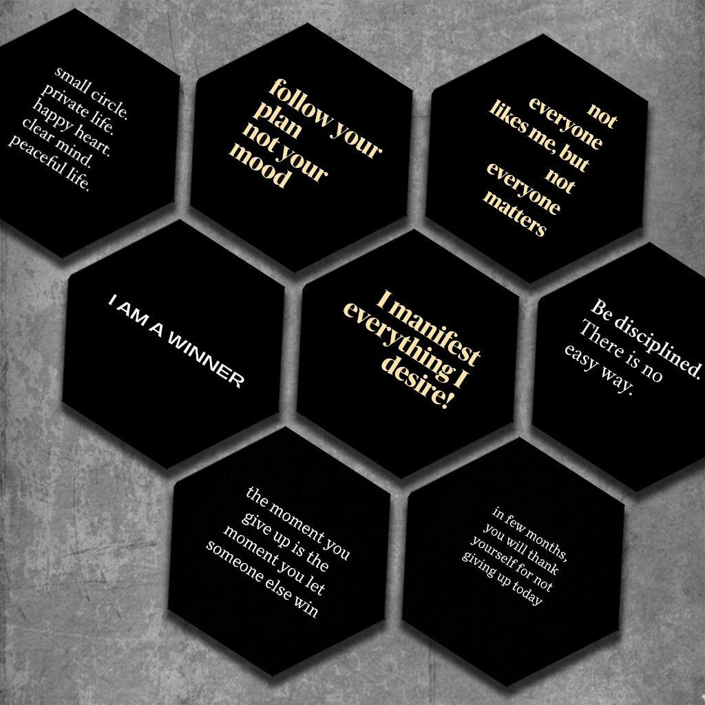 HIASAN DINDING HEXAGONAL QUOTES AESTHETIC DESIGN - WALLPAPER DINDING - WALLDECOR | SK145 |