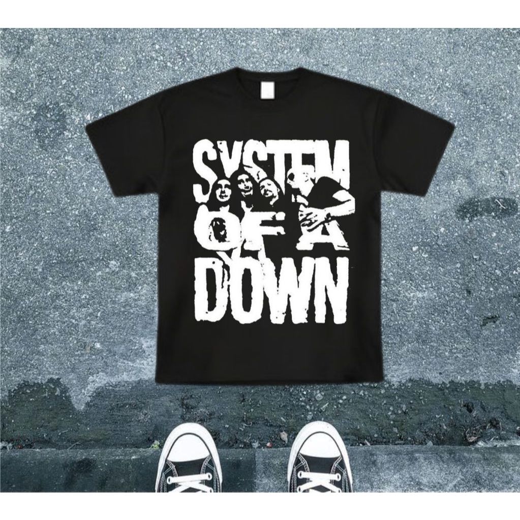 Kaos Band System of a Down Black T-shirt Vintage Unisex