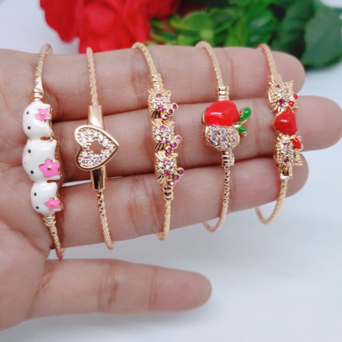 FG2 Gelang Anak Caracter Perhiasan Aksesoris Tembagga Lapis Emas Tidak Mudah Luntur Bayi Perempuan
