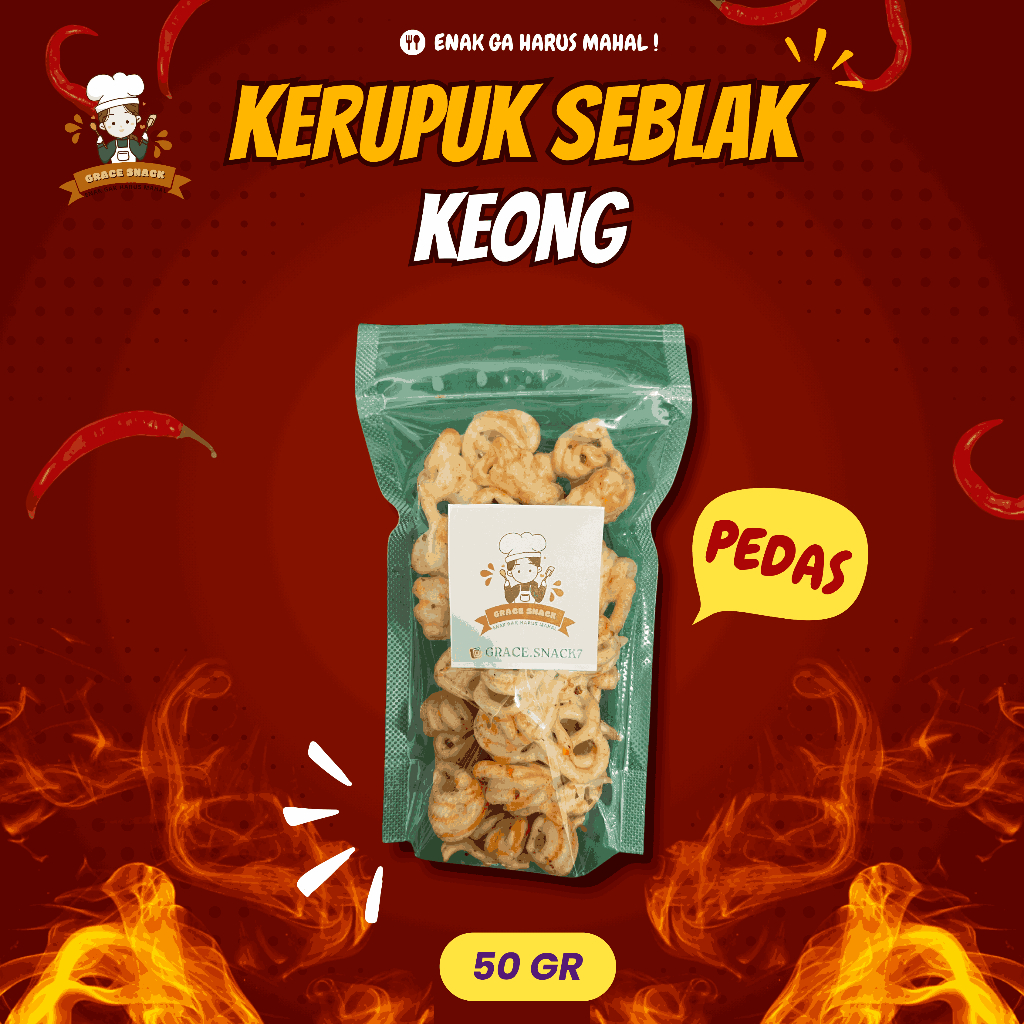 

KERUPUK SEBLAK KEONG 50 GR POUCH - Grace Snack