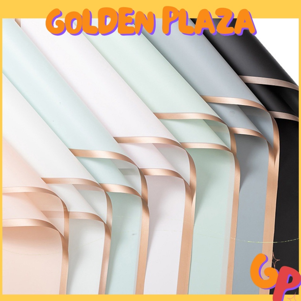 

Model Terupdate 2 LEMBAR Kertas Buket Bunga Line Gold Flower Wrapping Paper Varian List Gold Emas Cellophane Florist goldline KB1