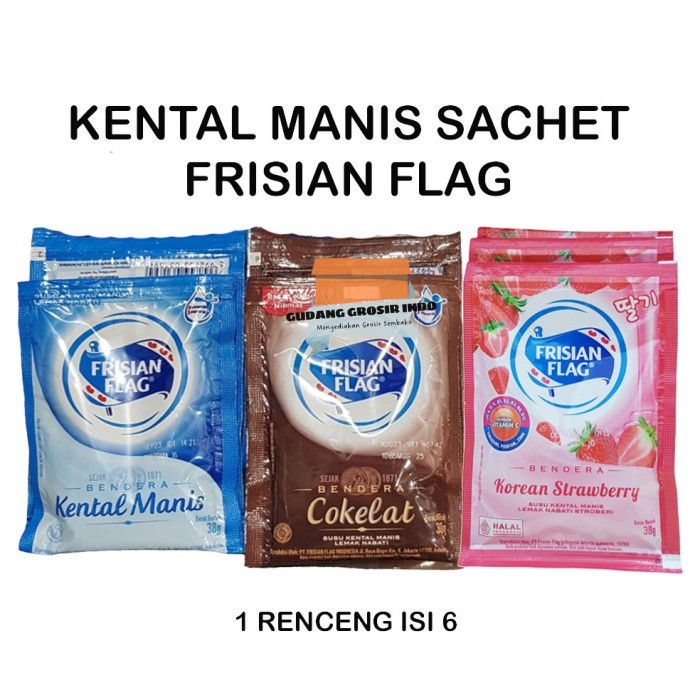 

Frisian Flag Susu Kental Manis Bendera Sachet 1 Renceng / 6 Sachet
